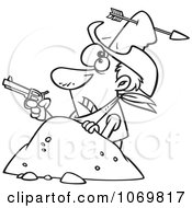 Clipart Outlined Arrow Through A Cowboys Hat Royalty Free Vector Illustration