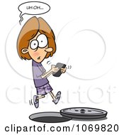Poster, Art Print Of Distracted Girl Texting And Falling Into A Manhole
