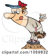 Clipart Baseball Pitcher On The Mound Royalty Free Vector Illustration