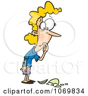 Clipart Woman Standing Over Broken Glass Royalty Free Vector Illustration