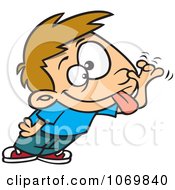 Clipart Boy Sticking His Tongue Out And Making A Funny Face Royalty Free Vector Illustration