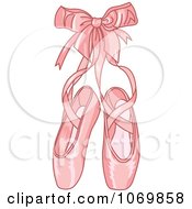 Clipart Pink Ballet Slippers And A Bow Royalty Free Vector Illustration