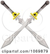 Clipart Black Handled Swords Crossed Royalty Free Vector Illustration by michaeltravers