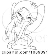 Poster, Art Print Of Outlined Sitting Fairy