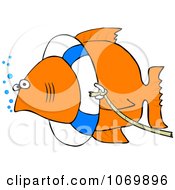 Poster, Art Print Of Fish With A Life Buoy On Its Head