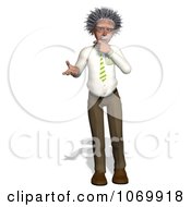 3d Confused Man Resembling Einstein