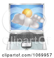 Poster, Art Print Of 3d Partly Sunny Icon Emerging From A Laptop