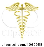 Clipart 3d Gold Caduceus Symbol Royalty Free Vector Illustration