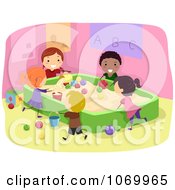 Poster, Art Print Of Diverse Stick Students Playing In A Sand Box