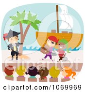 Poster, Art Print Of Diverse Stick Students Acting In A Pirates Play