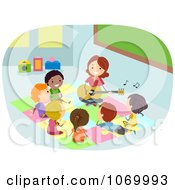 Poster, Art Print Of Teacher Playing Music For Diverse Stick Students