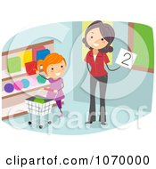Clipart Stick Teacher Working With A Girl On Her Counting Royalty Free Vector Illustration