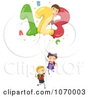 Poster, Art Print Of Stick Students With Number Balloons