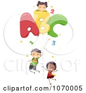 Poster, Art Print Of Diverse Stick Students With Letter Balloons