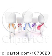 Clipart 3d Ivory Students Walking Together 2 Royalty Free CGI Illustration