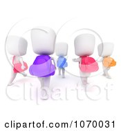 Poster, Art Print Of 3d Ivory Students Walking Together 1