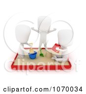 Clipart 3d Ivory Students Playing In A Sand Box Royalty Free CGI Illustration