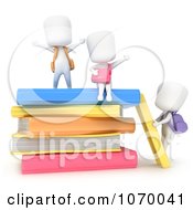Poster, Art Print Of 3d Ivory Students With Text Books 1