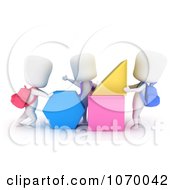Poster, Art Print Of 3d Ivory Students With Shapes