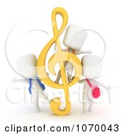 3d Ivory Students With A G Clef