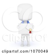 Clipart 3d Ivory Student Holding A Certificate Royalty Free CGI Illustration
