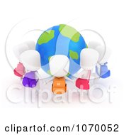 Poster, Art Print Of 3d Students Holding Hands Around A Globe
