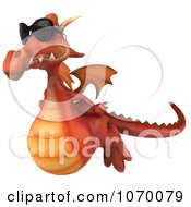 Clipart 3d Red Dragon Wearing Shades In Flight 2 Royalty Free CGI Illustration