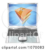 Poster, Art Print Of 3d Laptop And Books On The Screen