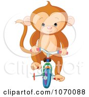 Poster, Art Print Of Cute Monkey Riding A Bike With Training Wheels