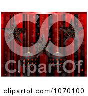 Clipart 3d Black Star And Bauble Ornaments Over Red Stripes Royalty Free Vector Illustration by elaineitalia