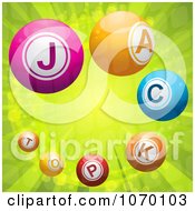 Poster, Art Print Of 3d Jackpot Lottery Balls On Green Rays