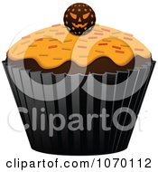 Poster, Art Print Of 3d Halloween Cupcake With A Jackolantern