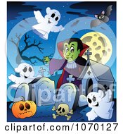 Poster, Art Print Of Vampire In A Haunted Cemetery 1