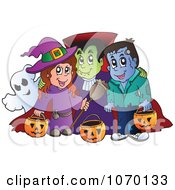 Poster, Art Print Of Witch Vampire Frankenstein And Ghost Trick Or Treating