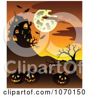 Poster, Art Print Of Cemetery And Jackolanterns Near A Haunted House