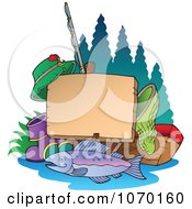 Poster, Art Print Of Fishing Post Sign With Gear