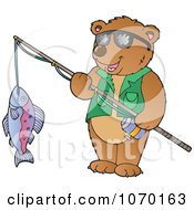 Poster, Art Print Of Bear Holding His Catch On A Fishing Pole