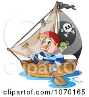 Poster, Art Print Of Pirate Rowing A Boat