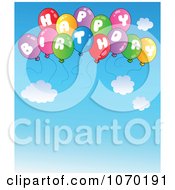Clipart Happy Birthday Balloons In The Sky Royalty Free Vector Illustration by visekart