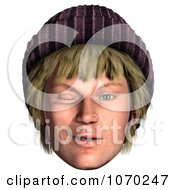Clipart 3d Winking Hippie Mans Face Royalty Free CGI Illustration