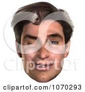 Clipart 3d Winking Mans Face Royalty Free CGI Illustration