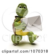 Poster, Art Print Of 3d Tortoise Carrying An Envelope