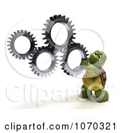 Poster, Art Print Of 3d Tortoise Holding Up Gears
