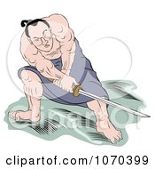 Clipart Samurai Warrior Fighting With A Sword 2 Royalty Free Illustration