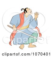 Clipart Samurai Warrior Fighting With A Sword 3 Royalty Free Illustration