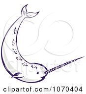Clipart Swimming Narwhal 2 Royalty Free Vector Illustration by patrimonio