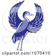 Poster, Art Print Of Blue Crane With Open Wings