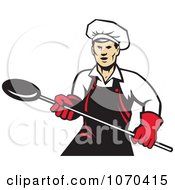 Clipart Baker Holding A Pan Royalty Free Vector Illustration
