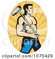 Poster, Art Print Of Strong Worker Holding A Hammer