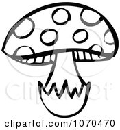 Clipart Black And White Mushroom Royalty Free Vector Illustration